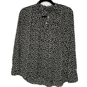 J.Crew Mercantile Carrera blouse black-white heart